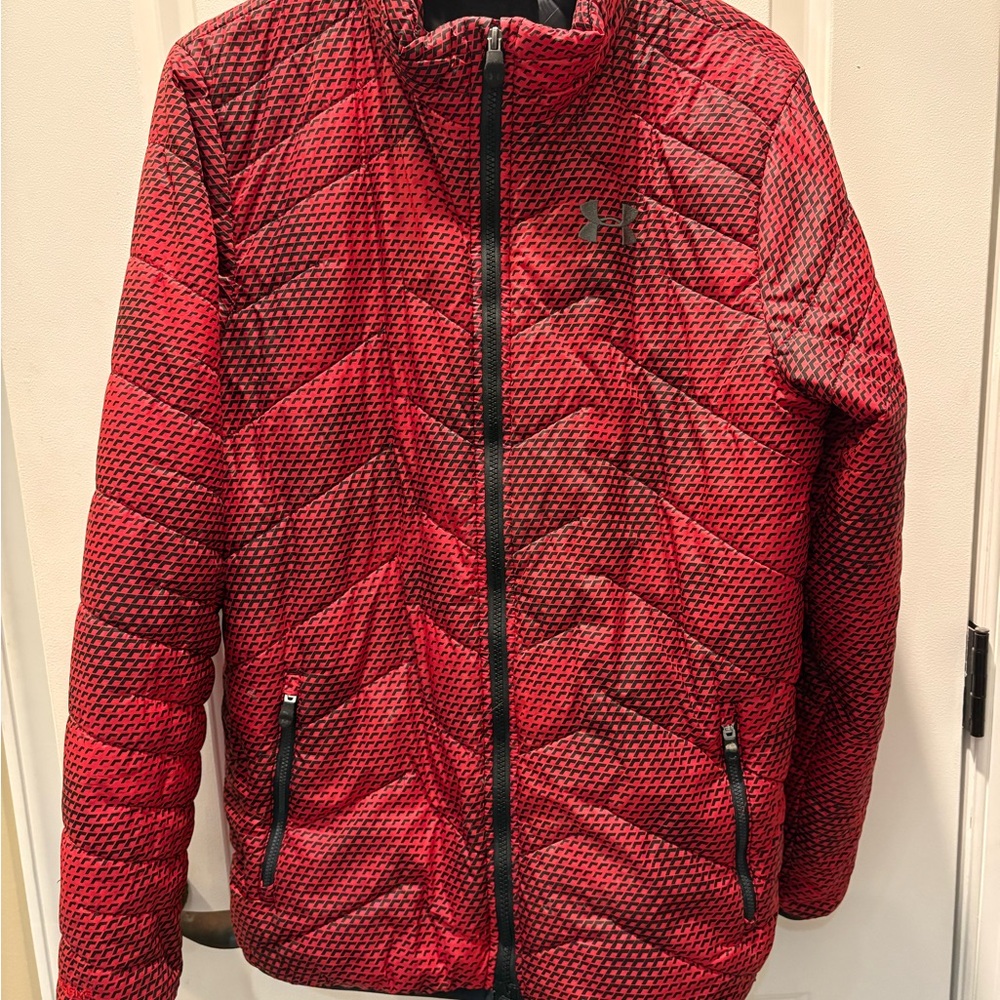 Under Armour Red Patterned Quilted Puffer Jacket